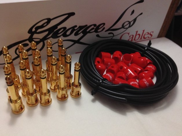 Image 0 of George L's 155 Pedalboard Effects Cable Kit XL .155 Black & Red GOLD - 20/20/20
