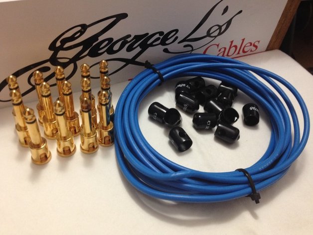 George L's 155 Pedalboard Effects Cable Kit LARGE Blue Black GOLD 15/14/14 