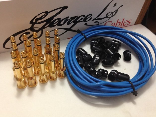 Image 0 of George L's 155 Pedalboard Effects Cable Kit XL .155 Blue Black GOLD - 20/20/20