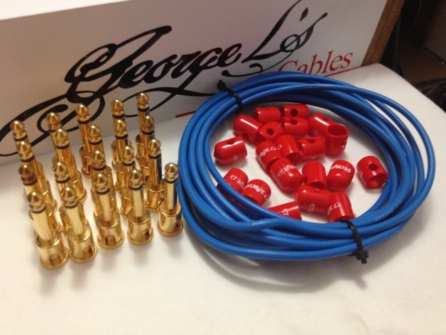 Image 0 of George L's 155 Pedalboard Effects Cable Kit XL .155 Blue & Red GOLD 20/20/20