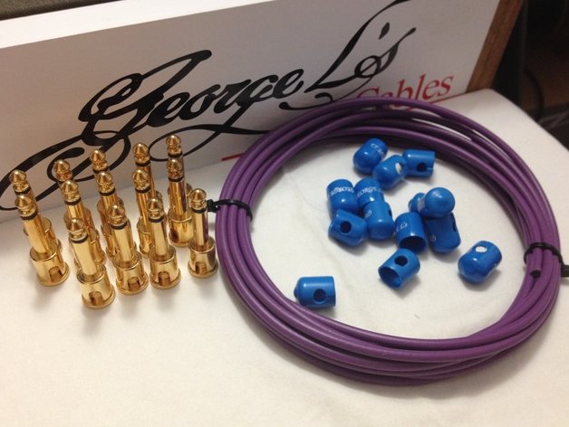 Image 0 of George L's 155 Pedalboard Cable Kit LARGE .155 Purple & Blue / GOLD 15/14/14 