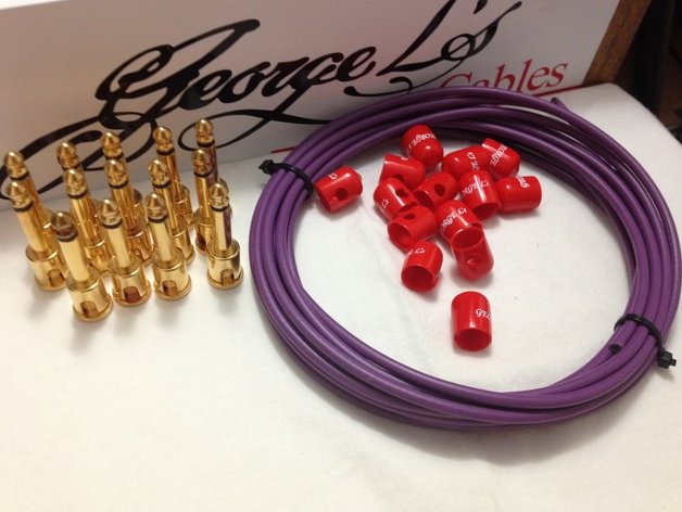 Image 0 of George L's 155 Pedalboard Cable Kit LARGE .155 Purple & Red / GOLD 15/14/14 
