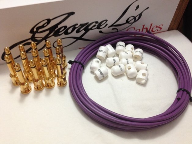 Image 0 of George L's 155 Pedalboard Cable Kit LARGE .155 Purple & White / GOLD 15/14/14 