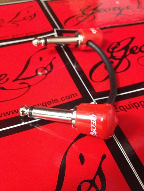 Image 0 of George L's JTM JMP Marshall Plexi Amp Nickel Plated Jumper Patch Cable Red Caps
