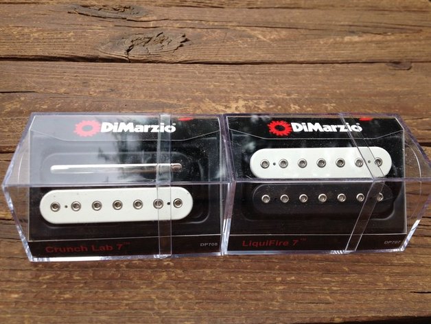 Image 0 of DiMarzio 7-String Liquifire & Crunch Lab Pickup Set, BLACK/WHITE DP707 & DP708