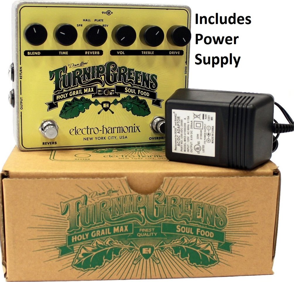 Image 0 of Electro Harmonix Turnip Greens Overdrive Reverb w/ AC Adapter AUTHORIZED DEALER