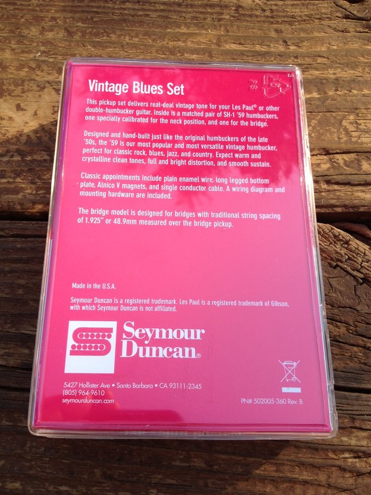 Image 3 of Seymour Duncan Vintage Blues Humbucker Pickup Set SH-1 59 Model Neck and Bridge