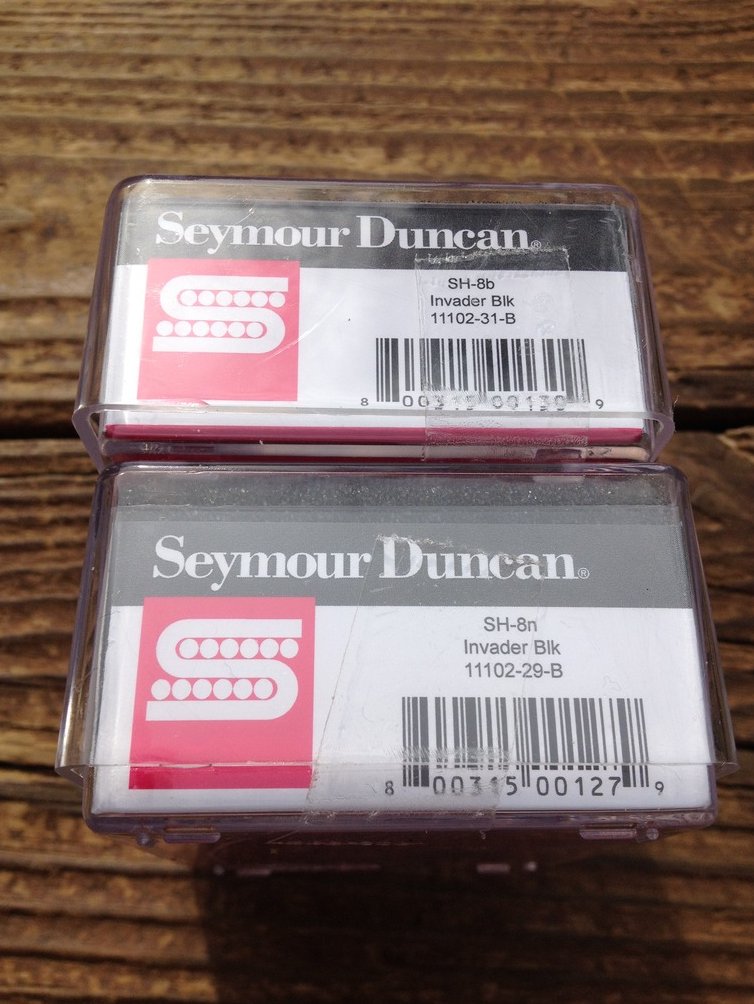 Image 2 of Seymour Duncan SH-8 Invader Humbucker Pickup SET Black Ceramic Neck & Bridge