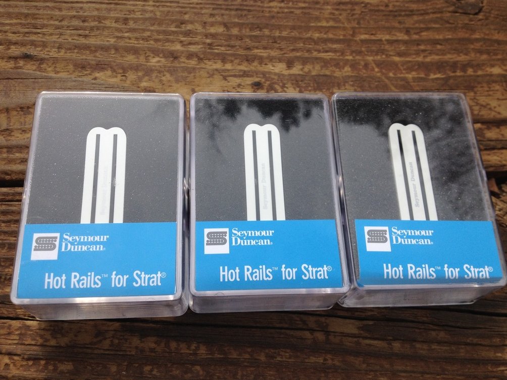 Image 0 of Seymour Duncan SHR-1 Strat Hot Rails Set White 2x SHR-1n / 1x SHR-1b Humbucker