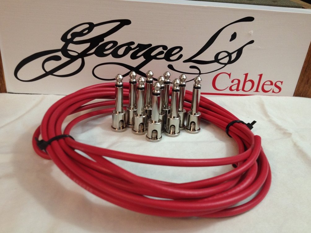 Image 0 of NEW George L 155 Pedalboard Effects Cable Kit .155 Red / Nickel - 10/10