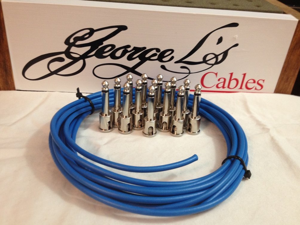 Image 0 of NEW George L 155 Pedalboard Effects Cable Kit LARGE .155 Blue / Nickel 15/14