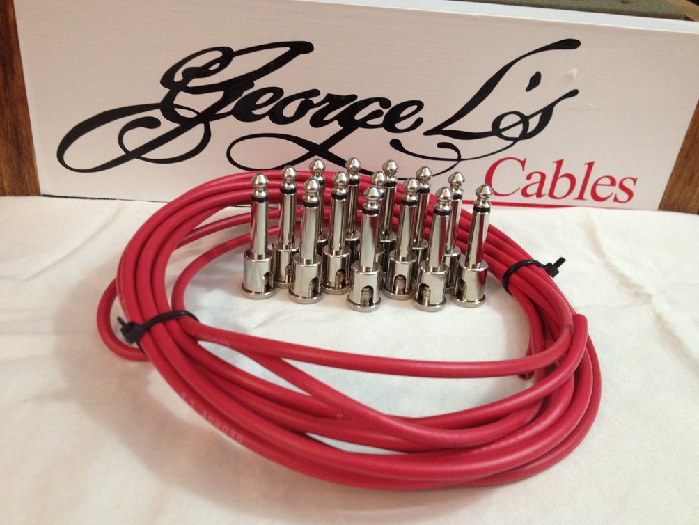 Image 0 of NEW George L 155 Pedalboard Effects Cable Kit LARGE .155 Red / Nickel 15/14