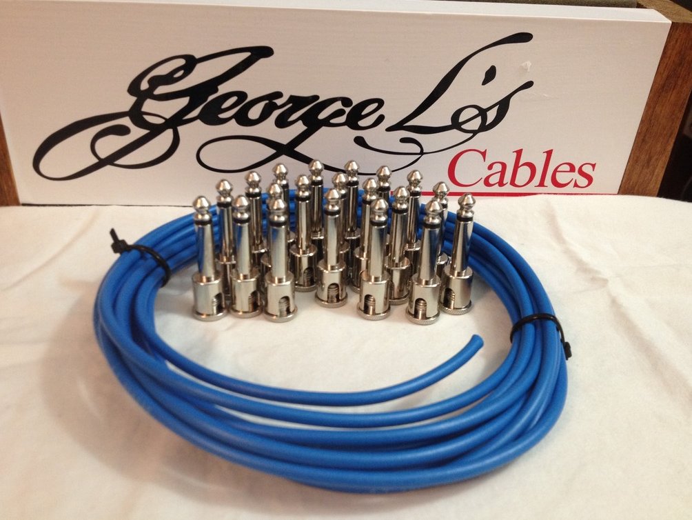 Image 0 of NEW George L 155 Pedalboard Effects Cable Kit XL .155 Blue / Nickel - 20/20