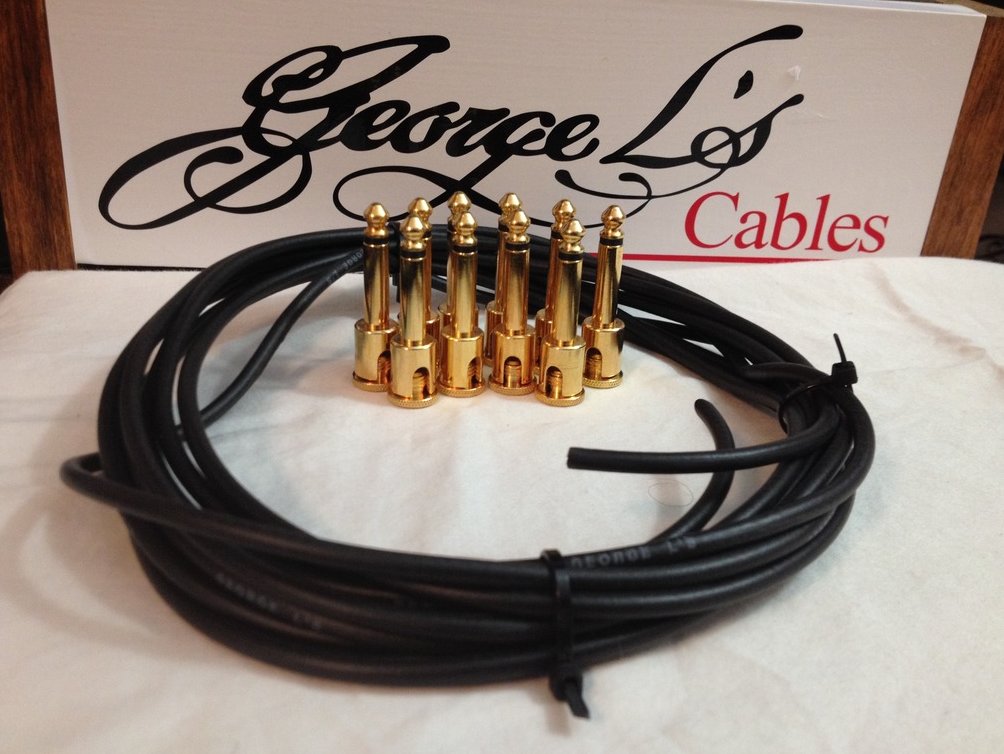 Image 0 of NEW George L 155 Pedalboard Effects Cable Kit .155 Black / GOLD - 10/10
