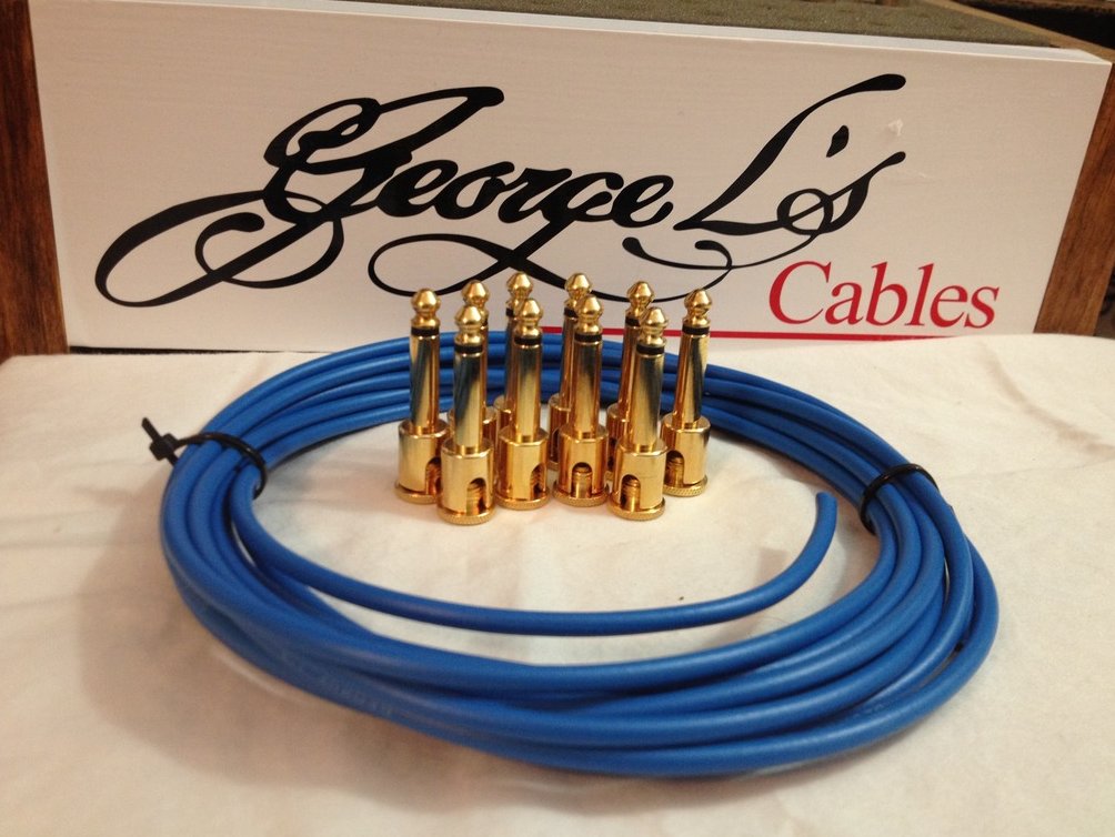 Image 0 of NEW George L 155 Pedalboard Effects Cable Kit .155 Blue / GOLD - 10/10