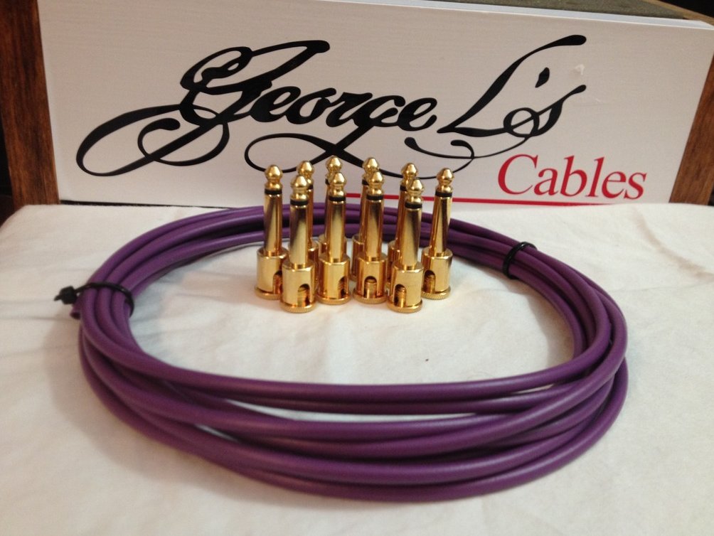 Image 0 of NEW George L 155 Pedalboard Effects Cable Kit .155 Purple / GOLD - 10/10