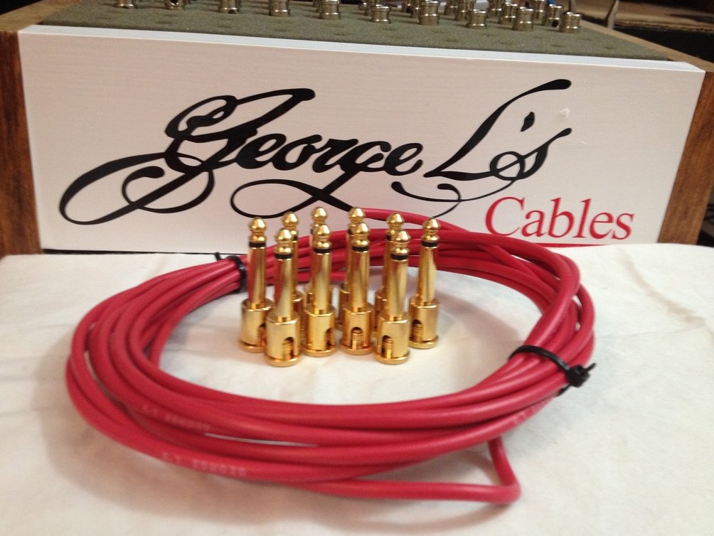 Image 0 of NEW George L 155 Pedalboard Effects Cable Kit .155 Red / GOLD - 10/10