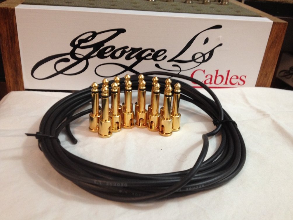 Image 0 of NEW George L 155 Pedalboard Effects Cable Kit LARGE .155 Black / GOLD 15/14