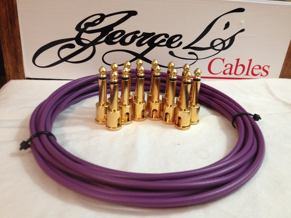 Image 0 of NEW George L 155 Pedalboard Effects Cable Kit LARGE .155 Purple / GOLD 15/14
