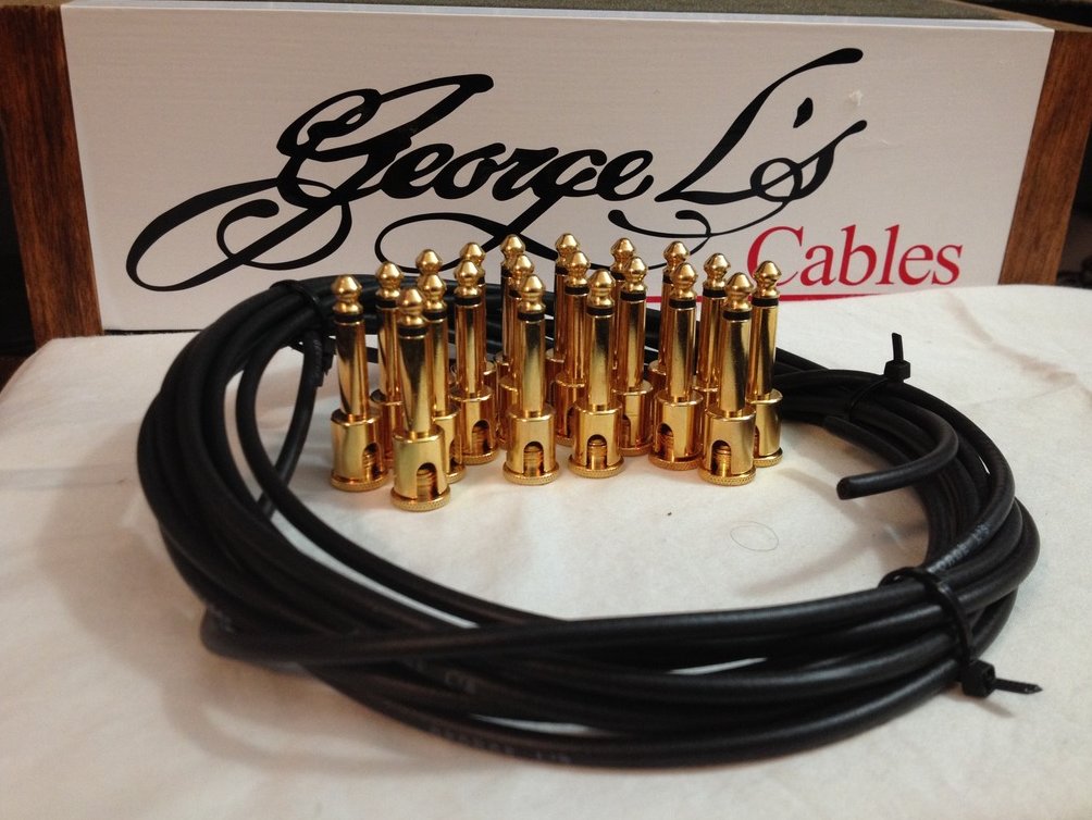 Image 0 of NEW George L 155 Pedalboard Effects Cable Kit XL .155 Black / GOLD - 20/20
