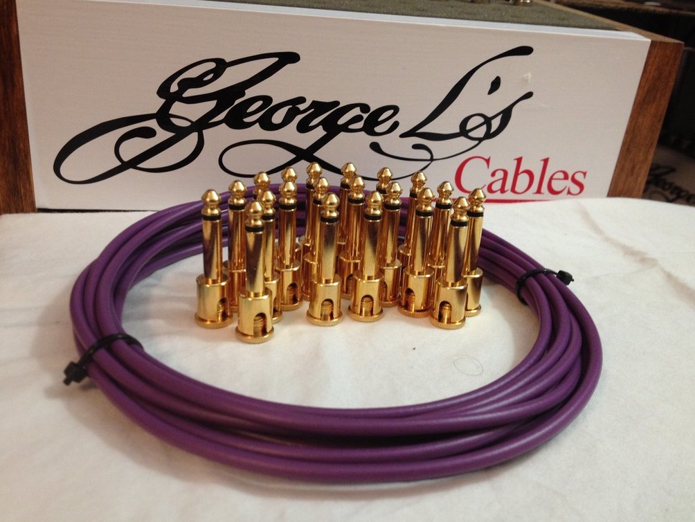 Image 0 of NEW George L 155 Pedalboard Effects Cable Kit XL .155 Purple / GOLD - 20/20