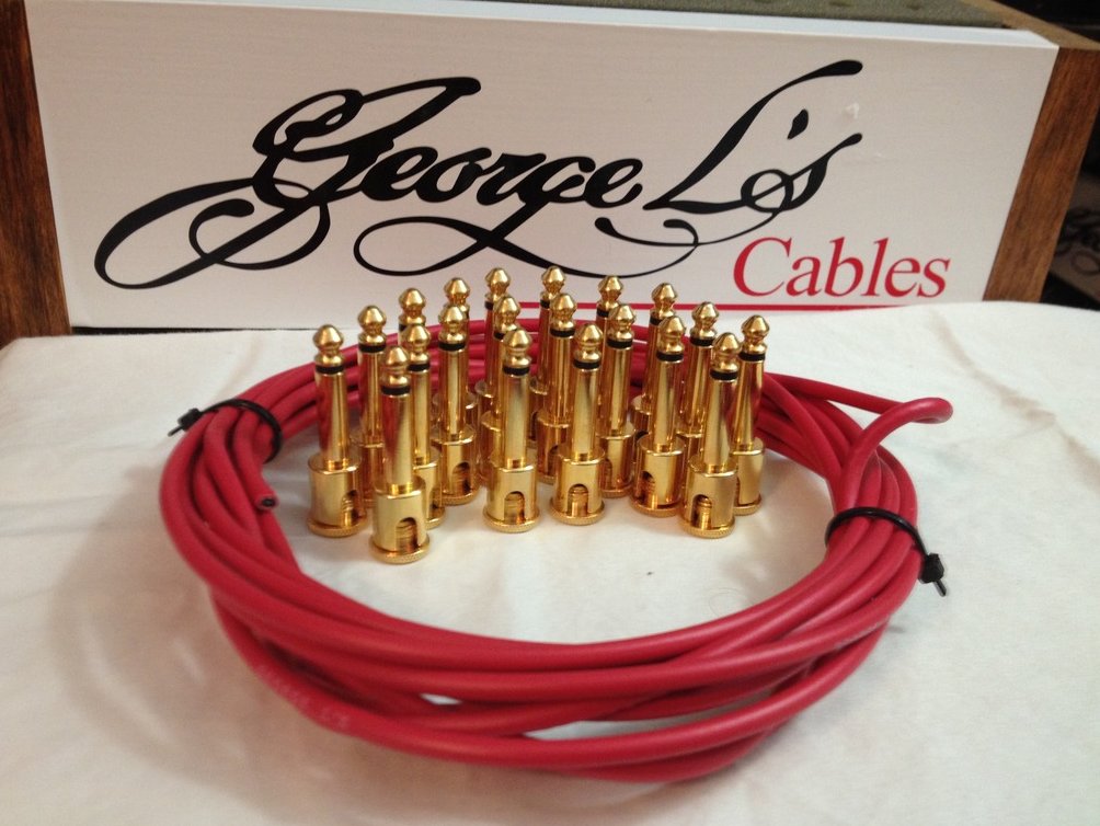 Image 0 of NEW George L 155 Pedalboard Effects Cable Kit XL .155 Red / GOLD - 20/20
