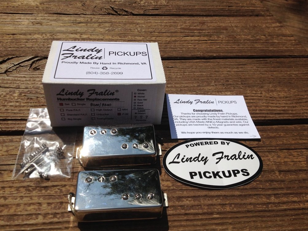 Image 0 of Lindy Fralin P-92 Humbucker Sized P90 Pickup set nickel (8200 neck/9200 bridge)