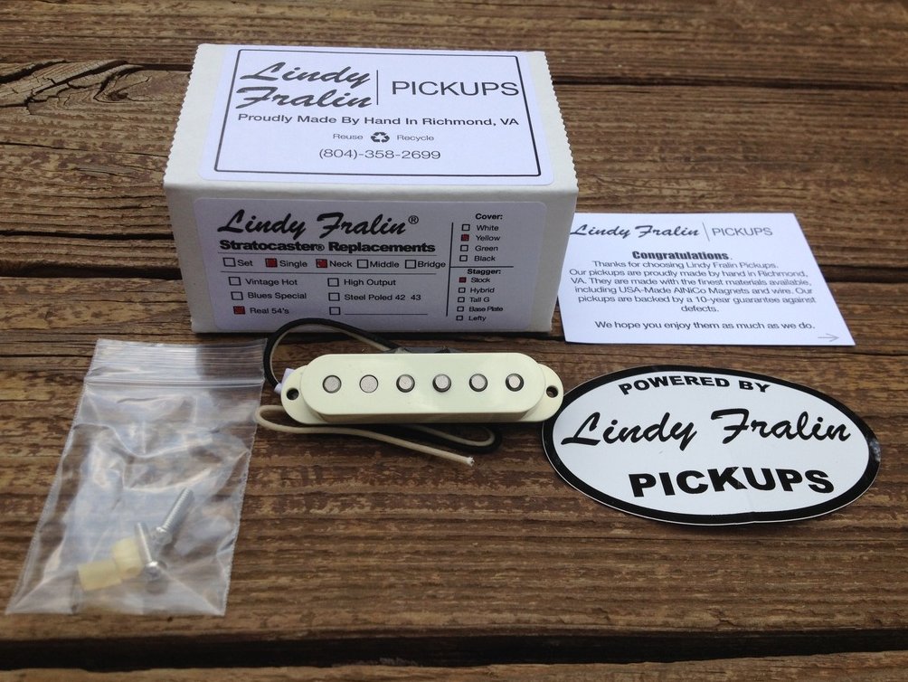 Image 0 of Lindy Fralin REAL 54's Strat Neck Pickup w/ Aged White Cover - Alnico III Magnet