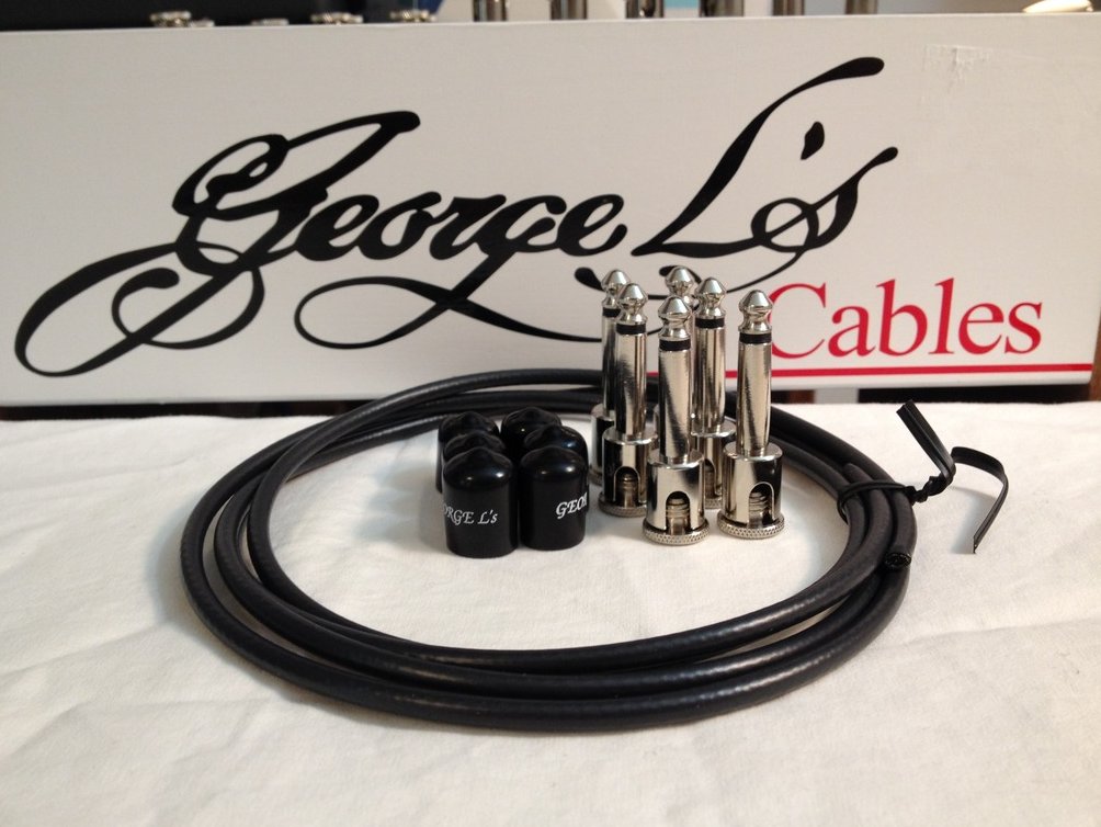 Image 0 of George L's 155 Guitar Pedal Cable Kit .155 Black / Black / Nickel - 6/6/6