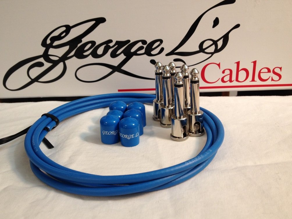 Image 0 of George L's 155 Guitar Pedal Cable Kit .155 Blue / Blue / Nickel - 6/6/6