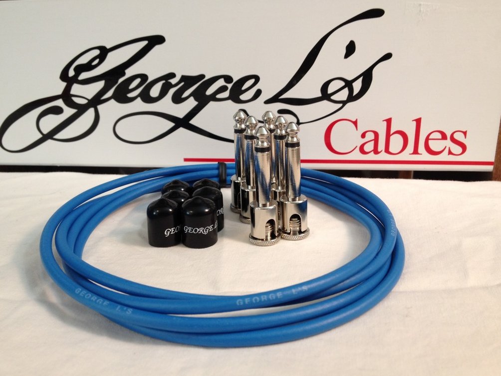 Image 0 of George L's 155 Guitar Pedal Cable Kit .155 Blue / Black / Nickel - 6/6/6