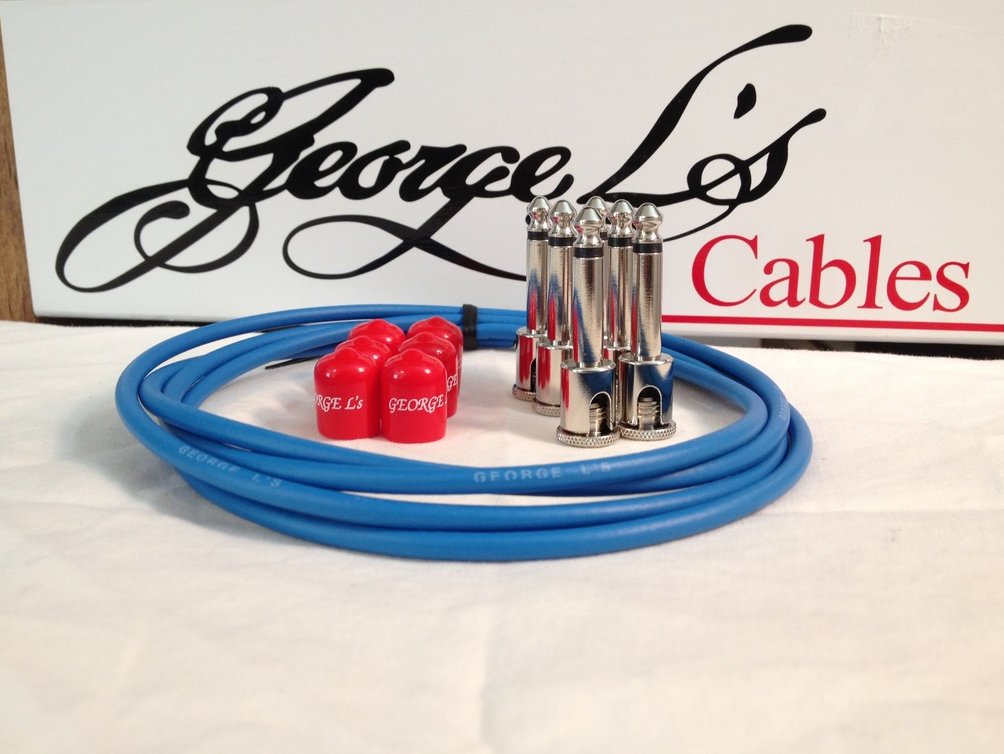 Image 0 of George L's 155 Guitar Pedal Cable Kit .155 Blue / Red / Nickel - 6/6/6