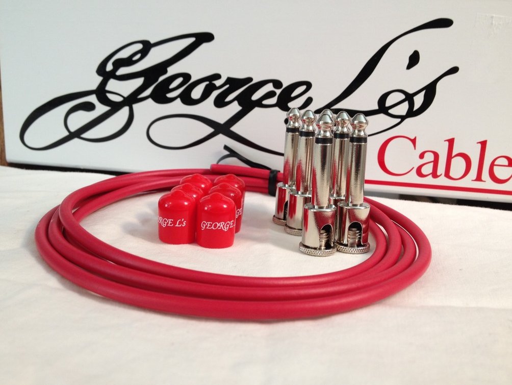 Image 0 of George L's 155 Guitar Pedal Cable Kit .155 Red / Red / Nickel - 6/6/6