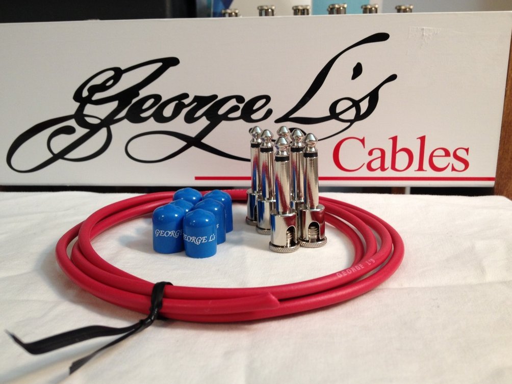 Image 0 of George L's 155 Guitar Pedal Cable Kit .155 Red / Blue / Nickel - 6/6/6