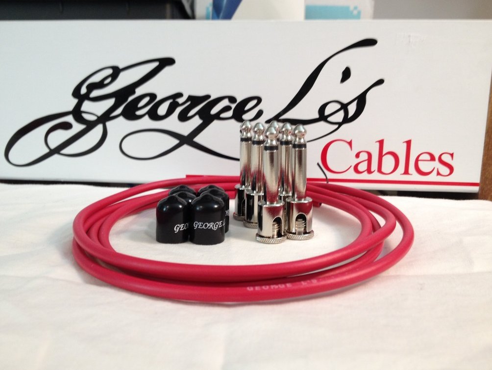 Image 0 of George L's 155 Guitar Pedal Cable Kit .155 Red / Black / Nickel - 6/6/6