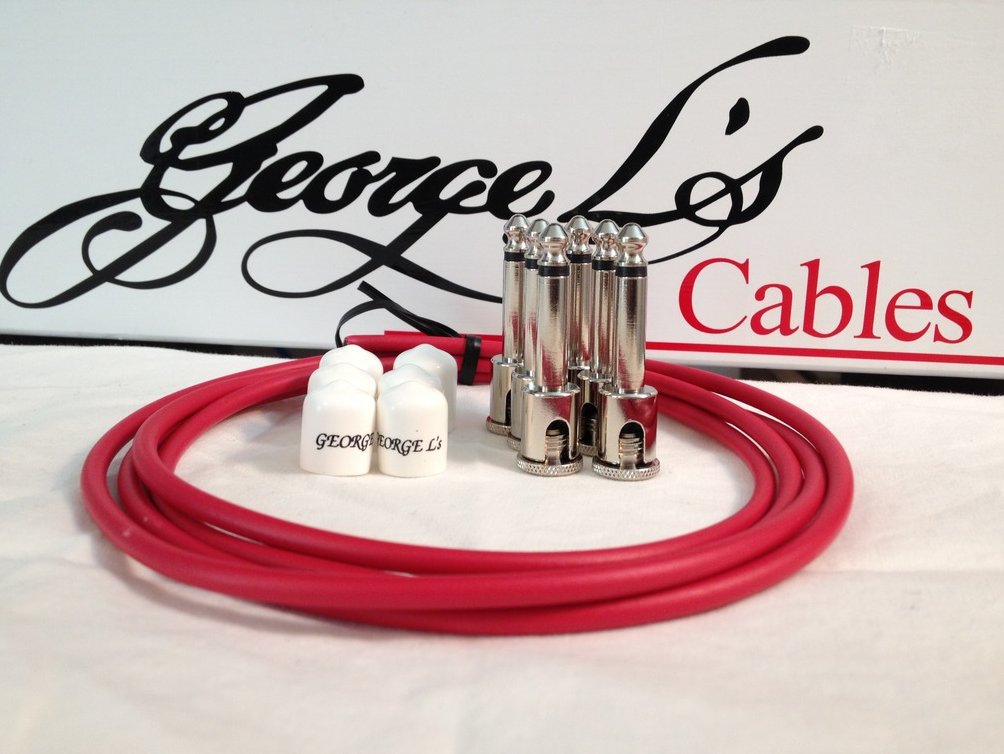 Image 0 of George L's 155 Guitar Pedal Cable Kit .155 Red / White / Nickel - 6/6/6