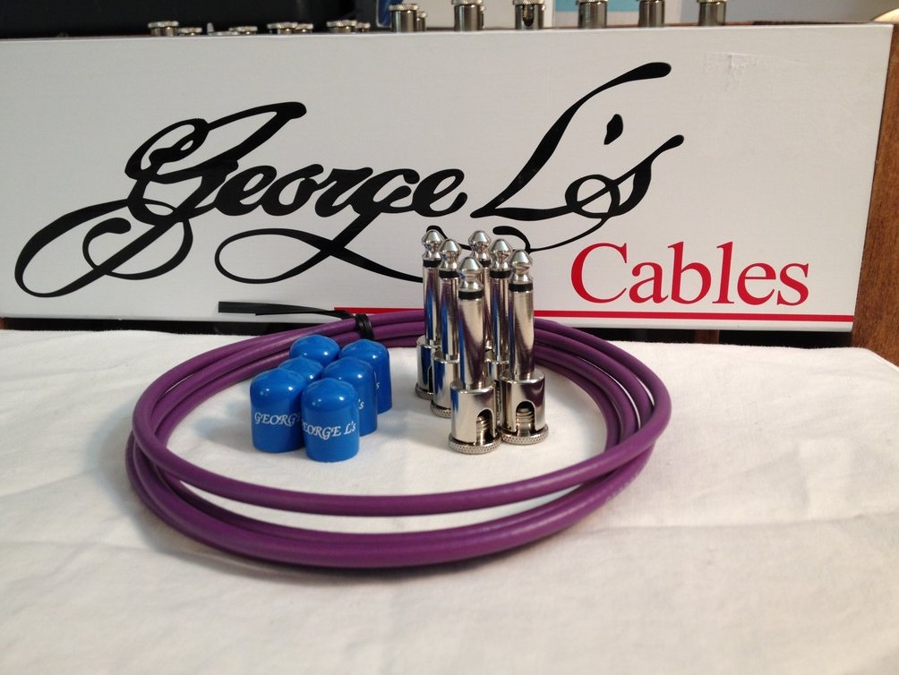 Image 0 of George L's 155 Guitar Pedal Cable Kit .155 Purple / Blue / Nickel - 6/6/6