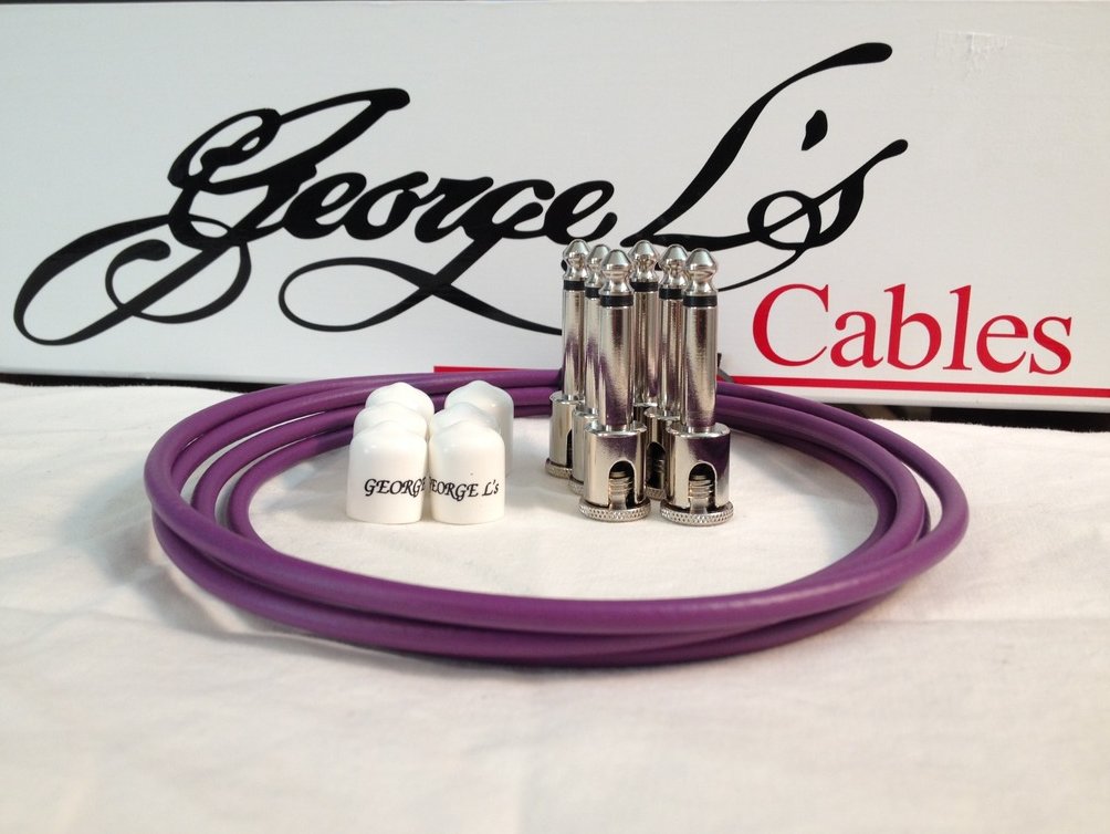 Image 0 of George L's 155 Guitar Pedal Cable Kit .155 Purple / White / Nickel - 6/6/6