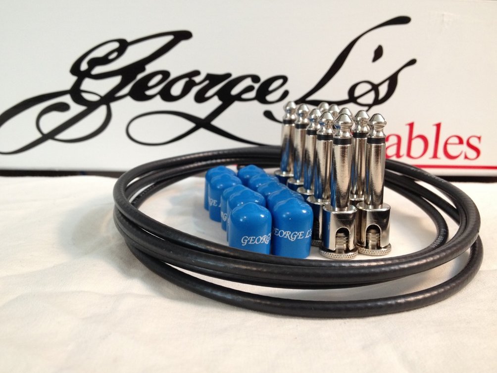 Image 0 of George L's 155 Guitar Pedal Cable Kit .155 Black / Blue / Nickel - 10/10/5