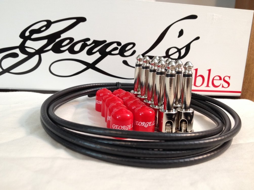 Image 0 of George L's 155 Guitar Pedal Cable Kit .155 Black / Red / Nickel - 10/10/5