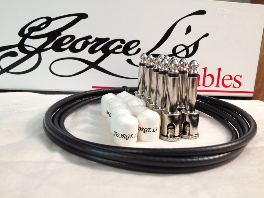 Image 0 of George L's 155 Guitar Pedal Cable Kit .155 Black / White / Nickel - 10/10/5