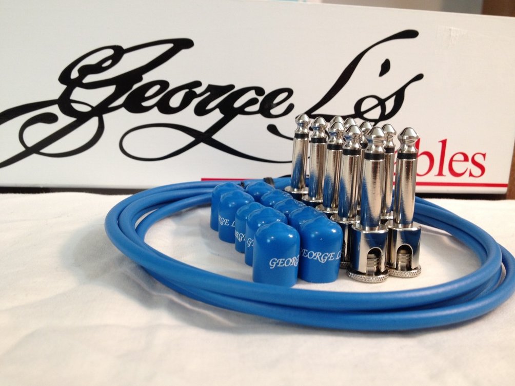 Image 0 of George L's 155 Guitar Pedal Cable Kit .155 Blue / Blue / Nickel - 10/10/5