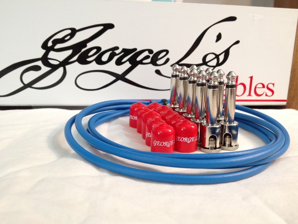 Image 0 of George L's 155 Guitar Pedal Cable Kit .155 Blue / Red / Nickel - 10/10/5