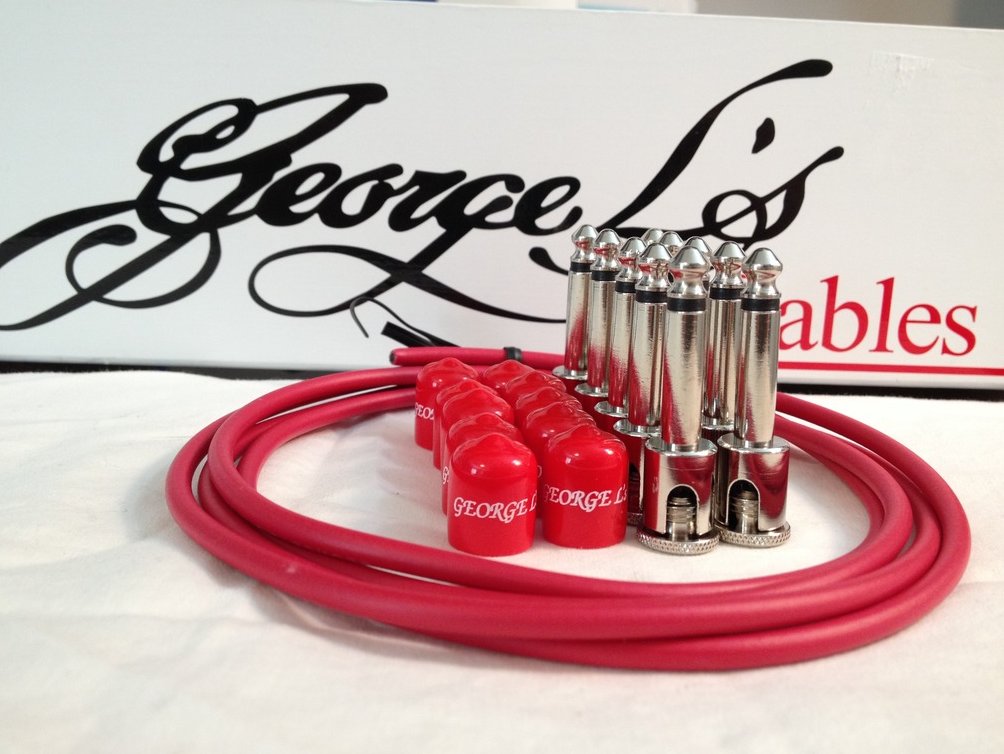 Image 0 of George L's 155 Guitar Pedal Cable Kit .155 Red / Red / Nickel - 10/10/5