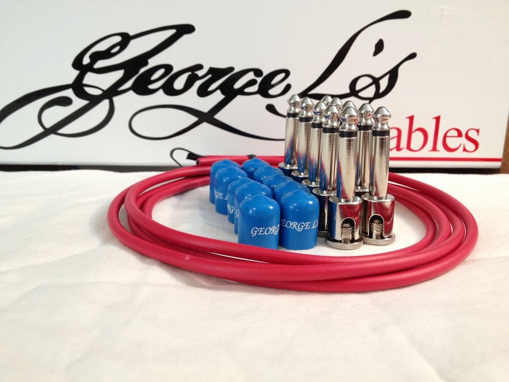 Image 0 of George L's 155 Guitar Pedal Cable Kit .155 Red / Blue / Nickel - 10/10/5