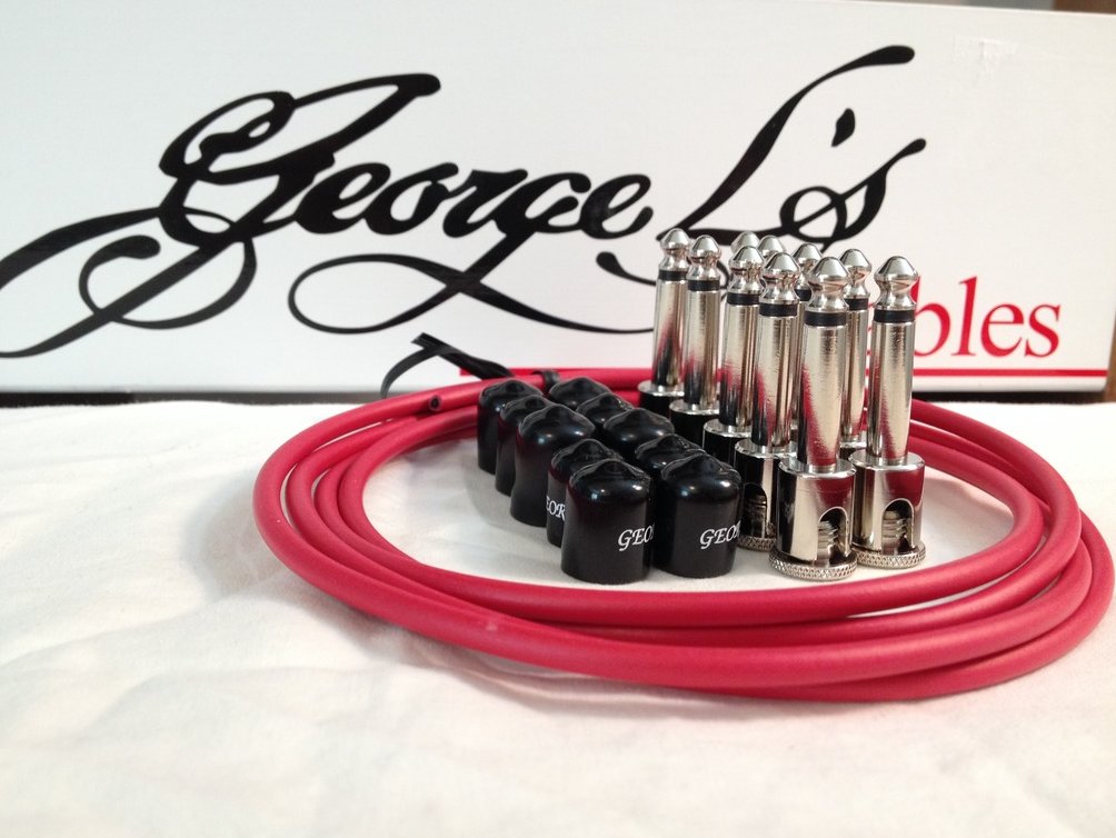 Image 0 of George L's 155 Guitar Pedal Cable Kit .155 Red / Black / Nickel - 10/10/5