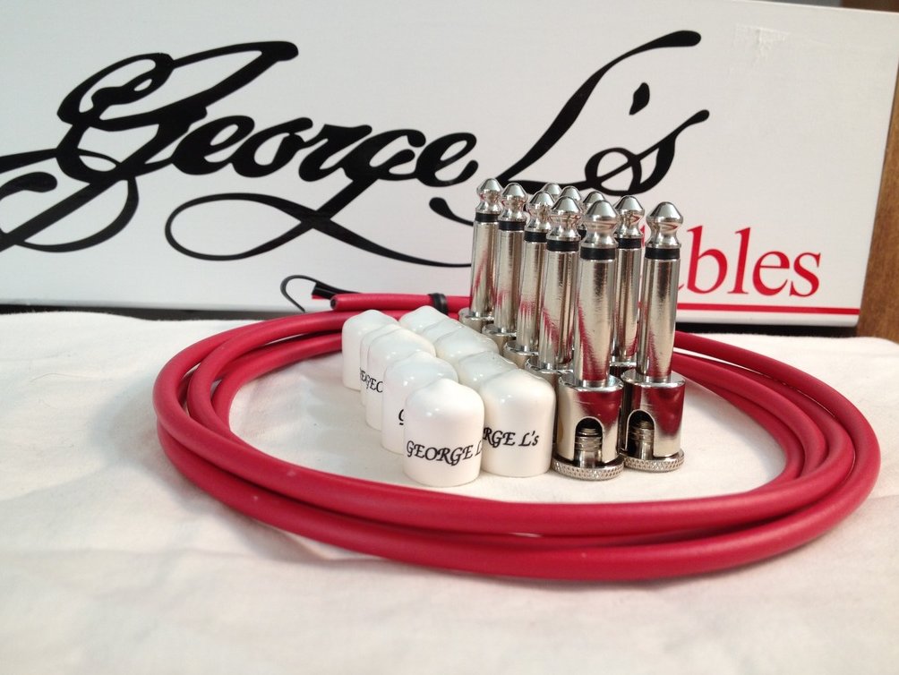 Image 0 of George L's 155 Guitar Pedal Cable Kit .155 Red / White / Nickel - 10/10/5