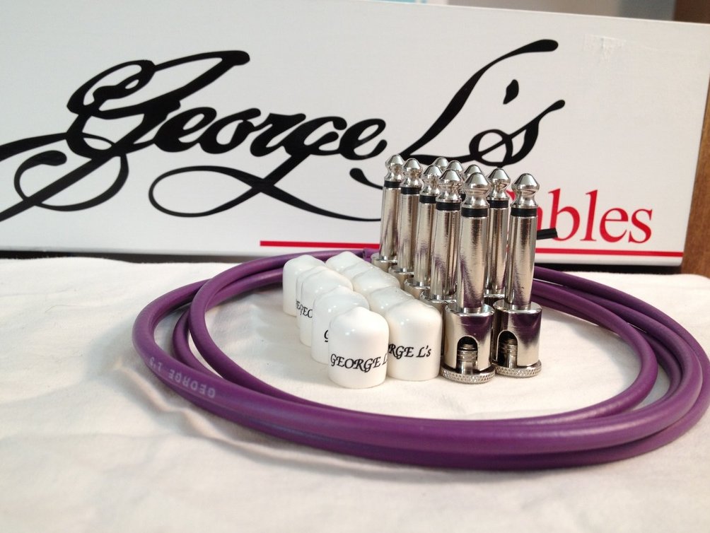 Image 0 of George L's 155 Guitar Pedal Cable Kit .155 Purple / White / Nickel - 10/10/5