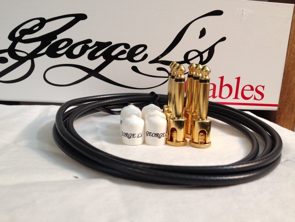 Image 0 of George L's 155 Guitar Pedal Cable Kit .155 Black / White / Gold - 6/6/6