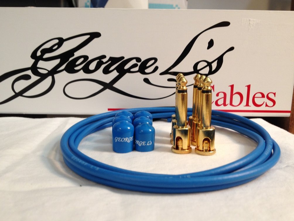 Image 0 of George L's 155 Guitar Pedal Cable Kit .155 Blue / Blue / Gold - 6/6/6